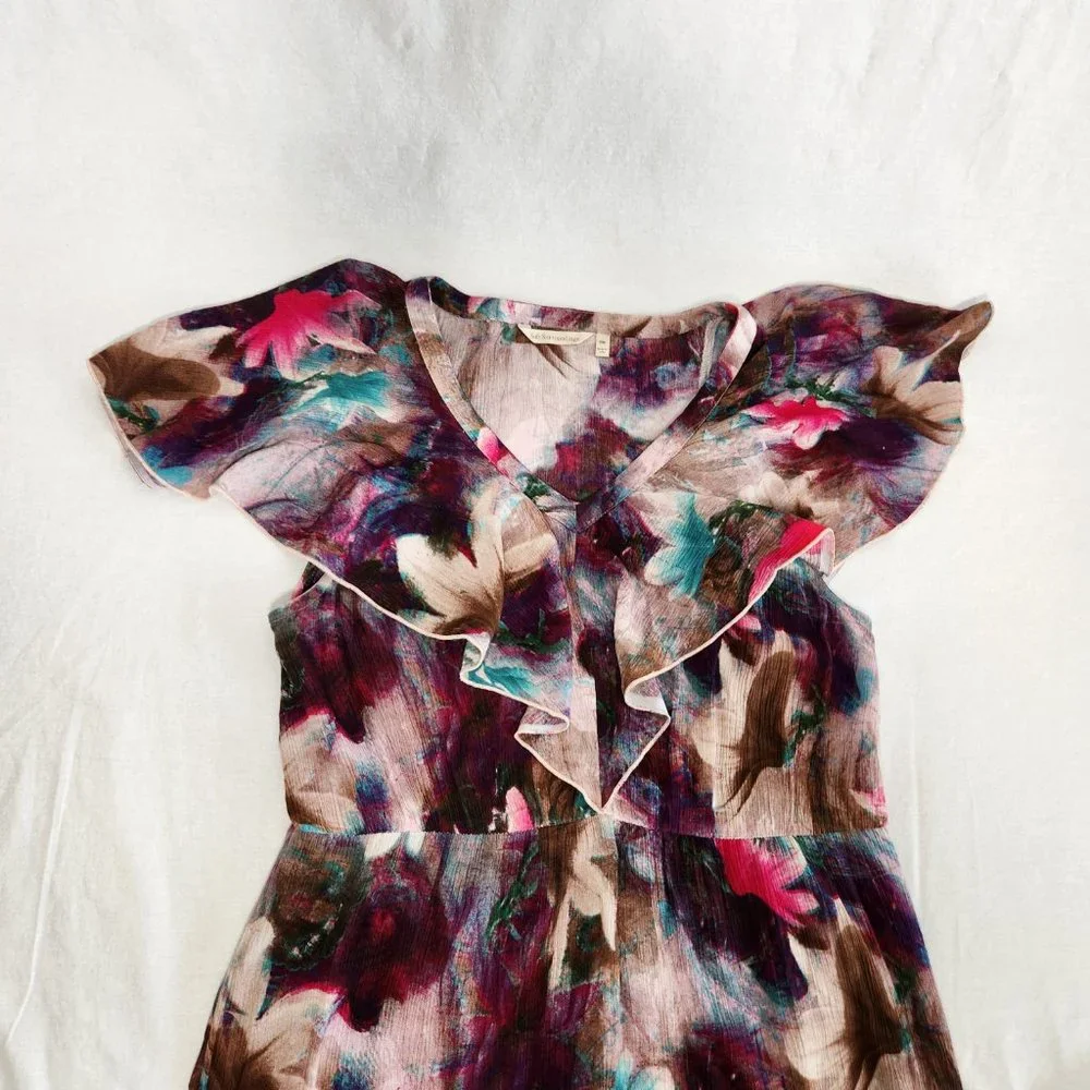Tall Medium SOFT SURROUNDINGS Italian Dreams Tiered Dark Floral Maxi Dress. - Picture 8 of 16
